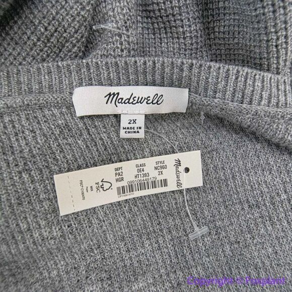 NEW‎ Madewell Plus Asherton Waffle Henley Sweater in gray, 2X - Picture 15 of 16